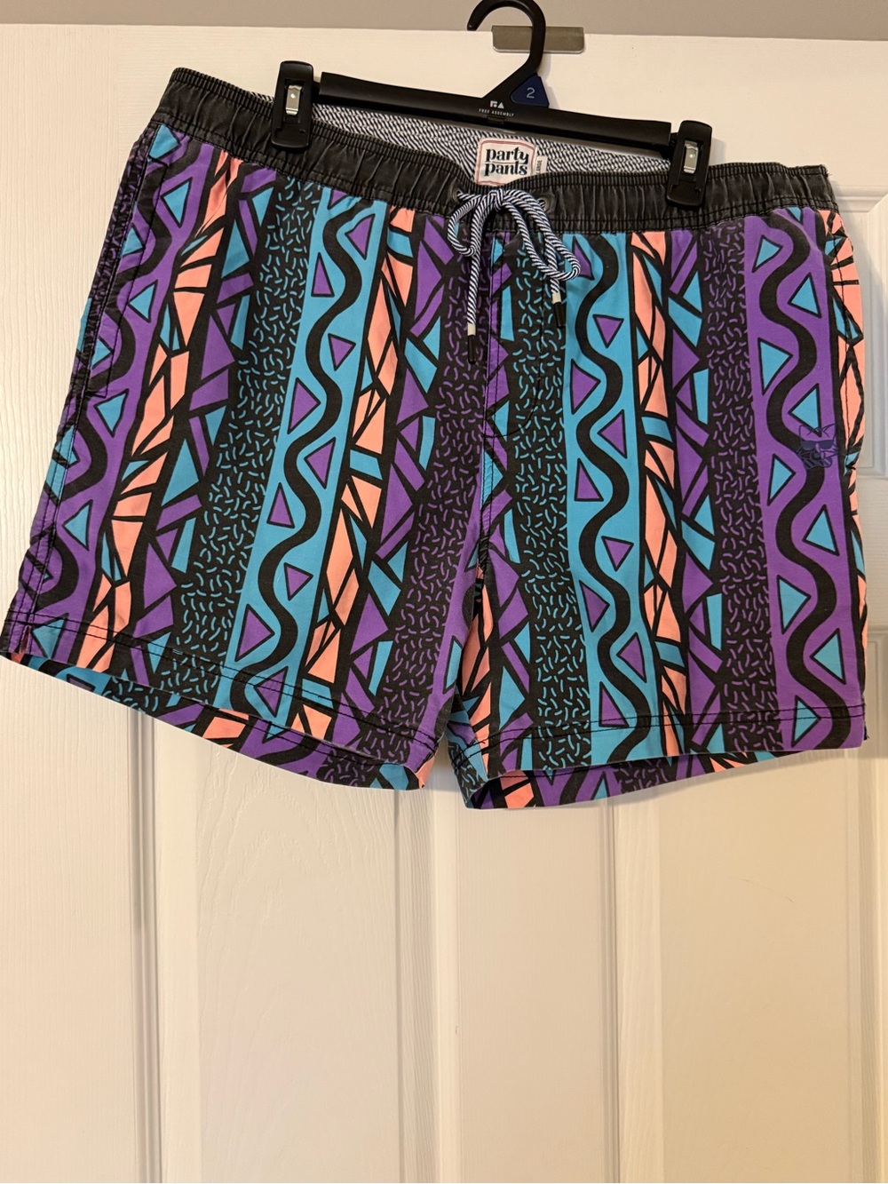 Party Pants Permanent Vacation Retro Geometric Swim Trunks Men’s XL